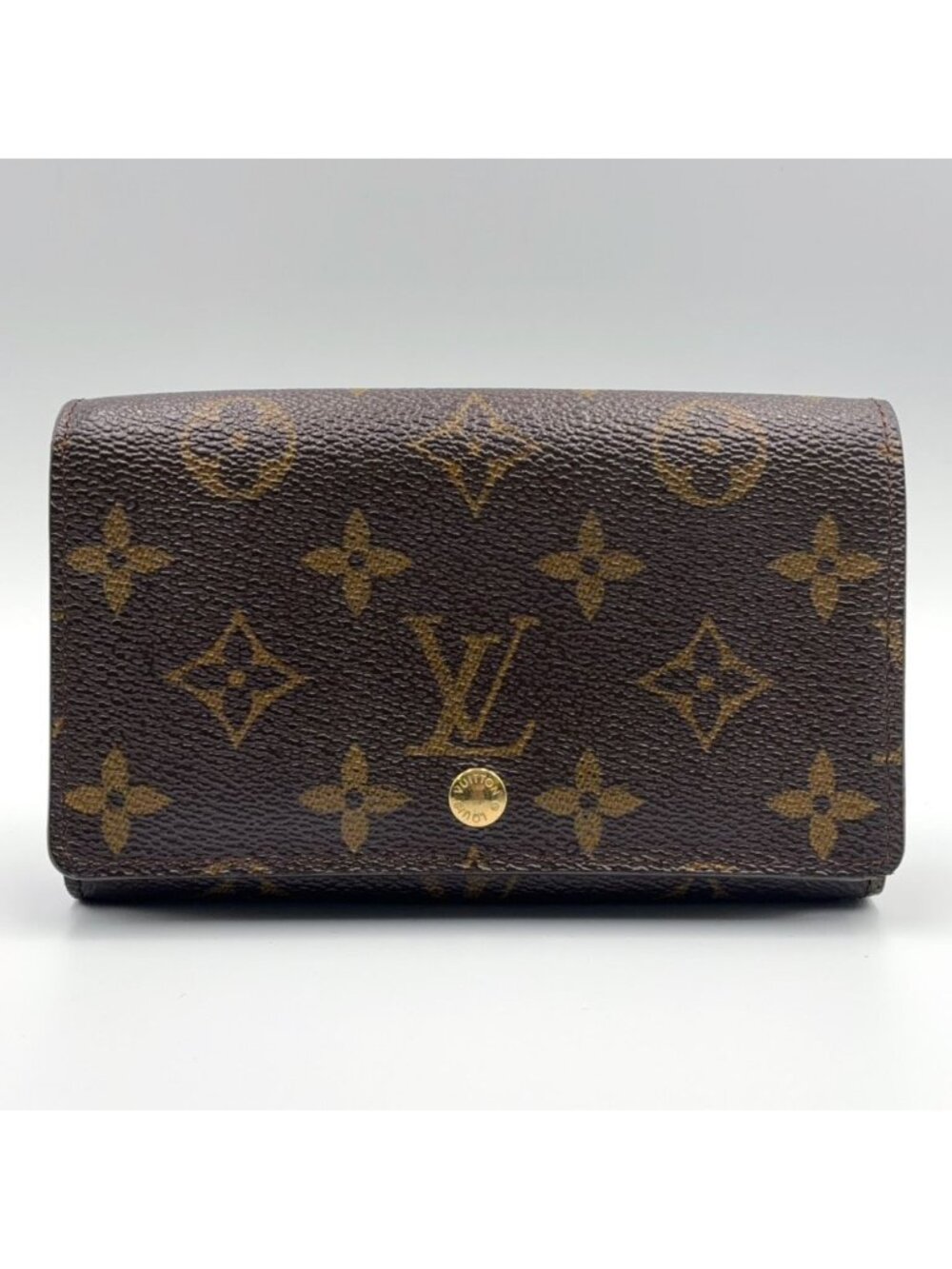 Louis Vuitton Compact Zip Wallet Monogram Brown Bifold Gold